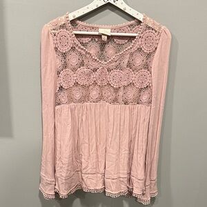 Knox Rose Pink Lace Blouse